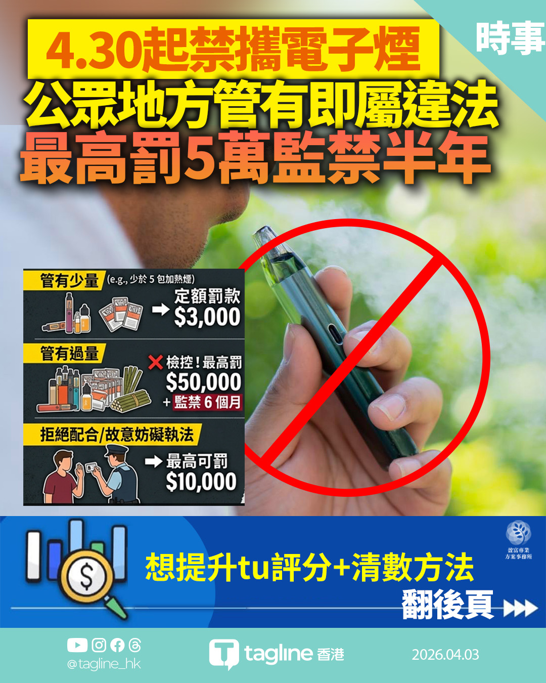 4.30起禁攜另類煙　公眾地方管有即屬違法　最高罰5萬監禁半年