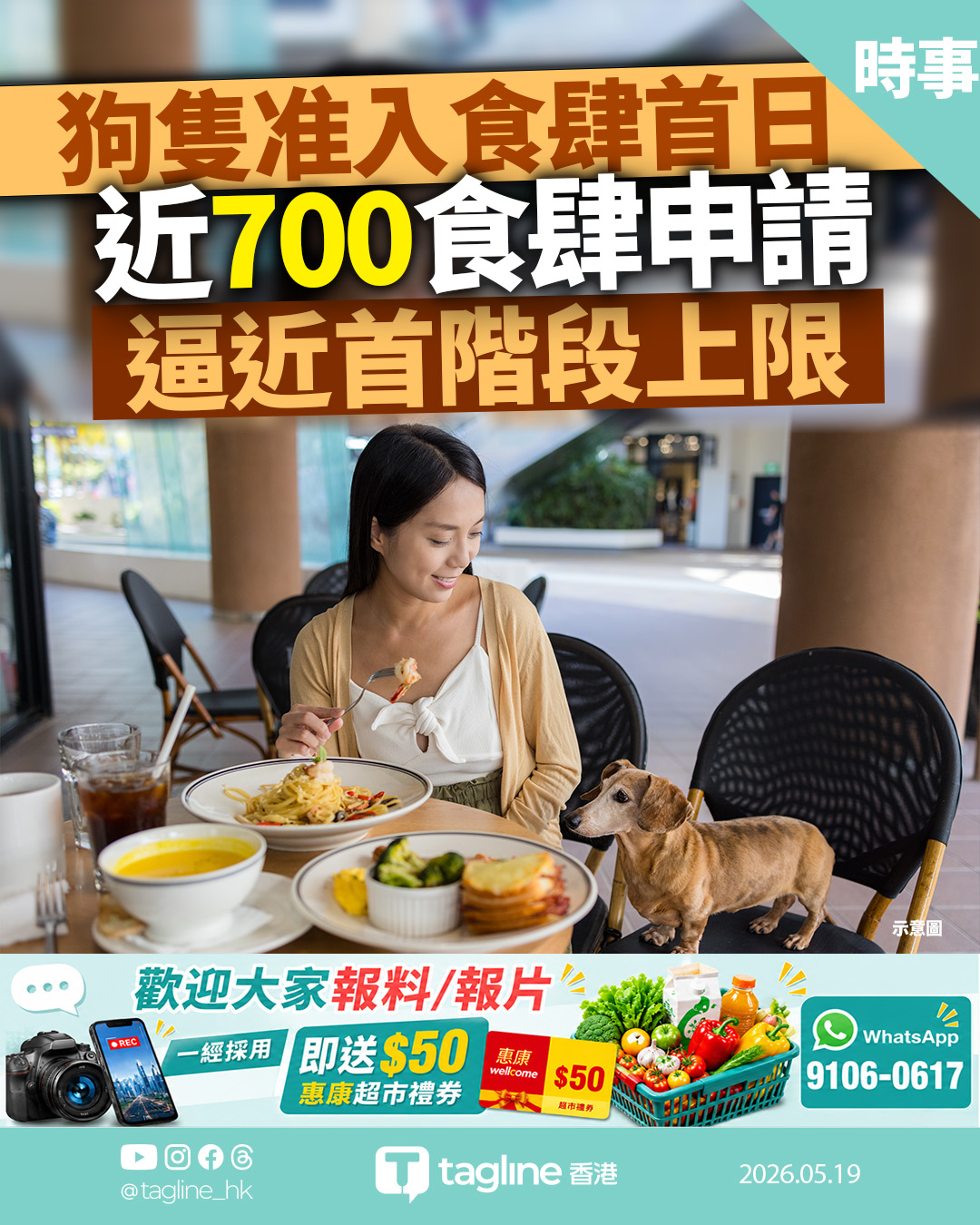 狗隻准入食肆首日收700宗申請 逼近首階段千個名額上限
