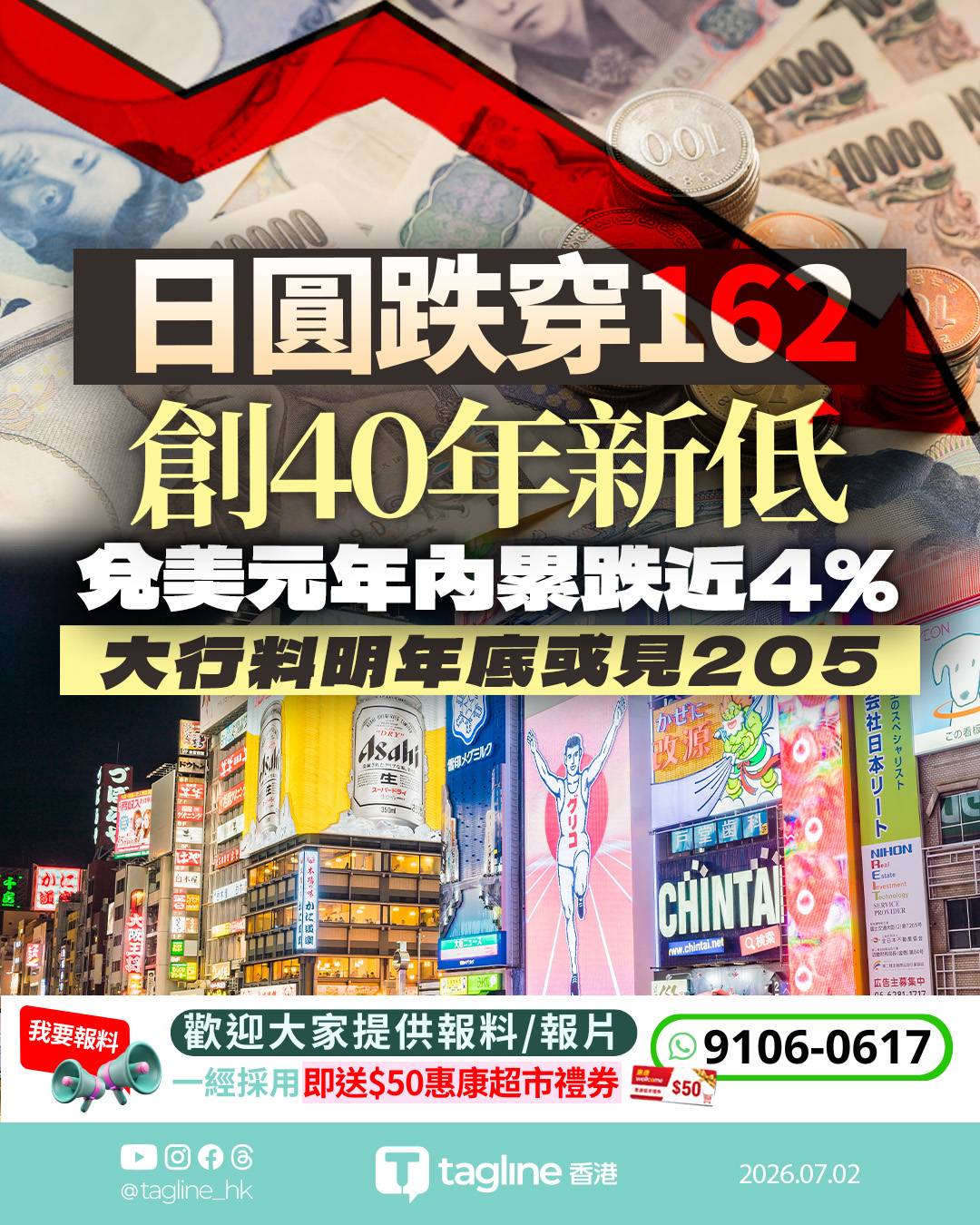 日圓弱勢未改 大行看淡前景 兌美元或見205